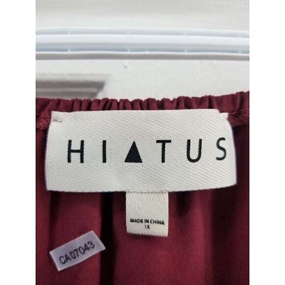 Hiatus Wine Red Top 1X Balloon Sleeves Off Shoulder - Picture 3 of 6